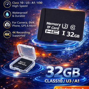 32GB High-Speed Micro SD Card Class 10 U3 A1 V30 – TF Memory Card with Adapter