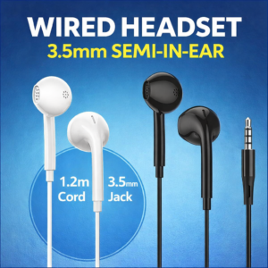 Wired Headset 3.5mm Semi-In-Ear – 1.2m Cable