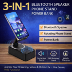 3-in-1 Bluetooth Speaker Phone Stand with Power Bank & 360° Rotation