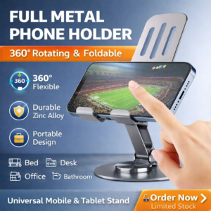 Full Metal Rotating Phone Holder 360° Foldable Desktop Mobile Stand