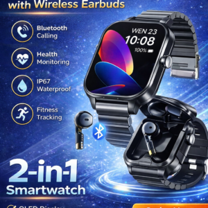 D8 Pro Smartwatch with Wireless Earbuds – 2 in 1 Fitness Tracker with Bluetooth Calling & IP67 Waterproof