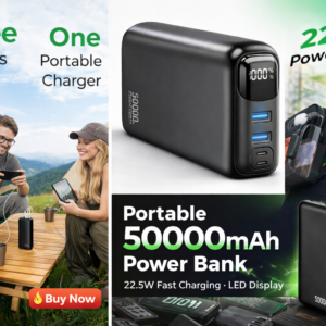 Portable 50000mAh Power Bank – 22.5W Fast Charging LED Display