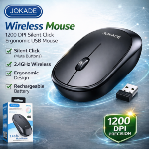 JOKADE Wireless Optical Mouse 2.4GHz Silent Click Ergonomic USB Mouse (1200 DPI)