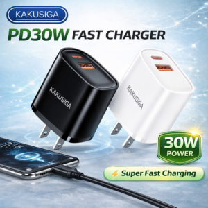 KAKUSIGA PD30W Dual Port Fast Charger USB-A + USB-C (US Plug)