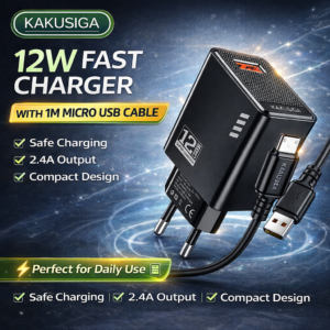 KAKUSIGA 12W USB Single Port Charger with 1M Micro USB Cable