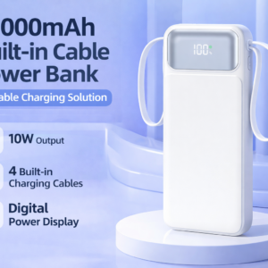 IS-DX271 10000mAh Power Bank with Built-in Cable & LED Display (White)
