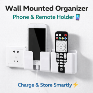 Wall Mounted Organizer Storage Box for Mobile Phone & Remote | Charging Holder Stand