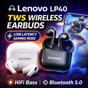 Lenovo LP40 TWS Wireless Earbuds Bluetooth 5.0 HiFi Bass Gaming Earphones