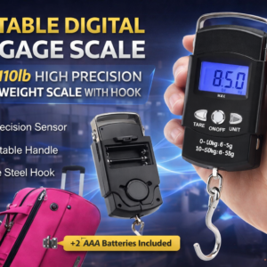 Portable Digital Luggage Scale 50kg/110lb – High Precision Travel Weight Scale with Hook