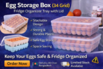 Egg Storage Box (34 Grid) – Fridge Organizer Tray with Lid in Bangladesh