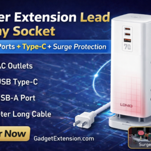 LDNIO SC4383 Tower Extension Lead 4 Way Socket with USB & Type-C Ports