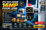 IPC360 Home 16MP Four Lens Wireless WiFi Outdoor 360° Security CCTV Camera
