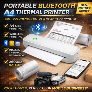 Portable Bluetooth Thermal Printer A4 – Wireless Pocket Photo & Document Printer