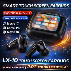 LX-10 ANC/ENC LCD Touch Screen Earbuds – Low Latency Gaming Wireless Earphone