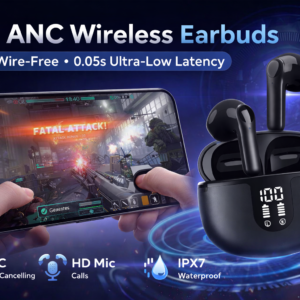 S61 ANC Wireless Earbuds Bluetooth 5.3 – Ultra Low Latency HD Mic with LED Display