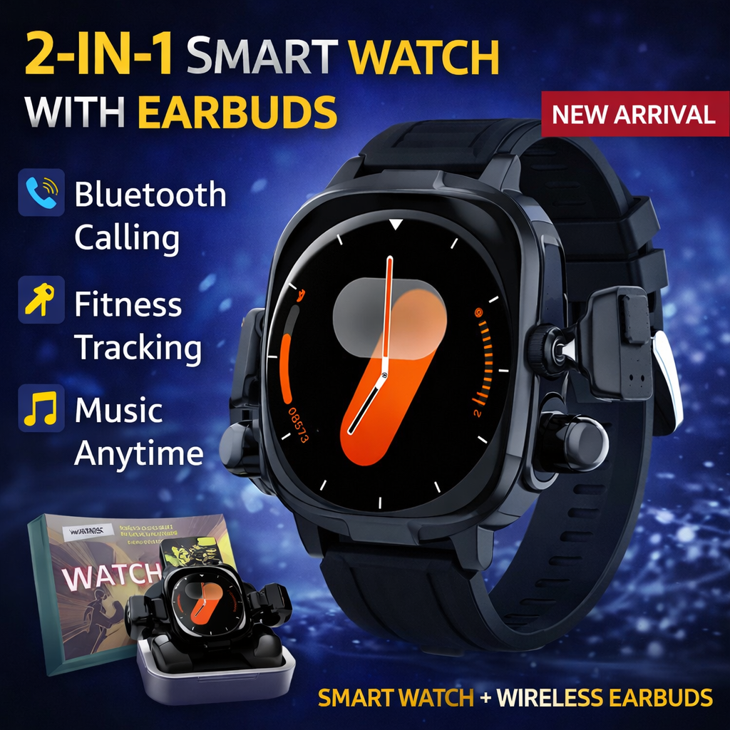 2 in 1 Smart Watch with Earbuds Z19 Bluetooth Calling Fitness Tracker Smartwatch + Wireless Earphones