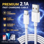 Premium 2.1A Fast Charging Type-C USB Cable (1M/2M) – Durable Pure Copper Data Cable