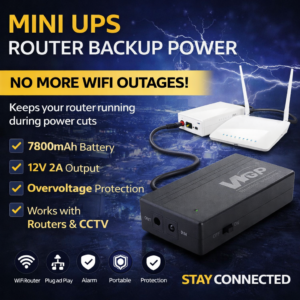 WGP Mini UPS 12V 2A WiFi Router Backup Power 7800mAh – DC UPS for Router, Modem & CCTV