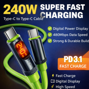 240W Type-C to Type-C Fast Charging Cable with Digital Display | 40Gbps High-Speed Data Cable