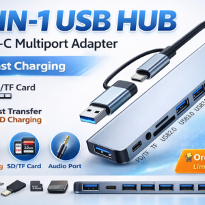8-in-1 USB Type-C Hub Multiport Adapter | PD Charging, USB 3.0, SD/TF Card & 3.5mm Audio Dock