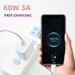 PD 60W USB-C to USB-C Braided Fast Charging Data Cable (Type-C) - Image 3