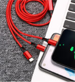 3 in 1 Nylon Braided Fast Charging USB Cable (6A) – Type-C, Micro USB Universal Cable - Image 2