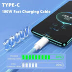2M 100W High Speed Braided USB to Type-C Fast Charging Cable (5A) - Image 2
