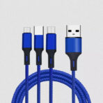 3 in 1 Nylon Braided Fast Charging USB Cable (6A) – Type-C, Micro USB Universal Cable - Image 3