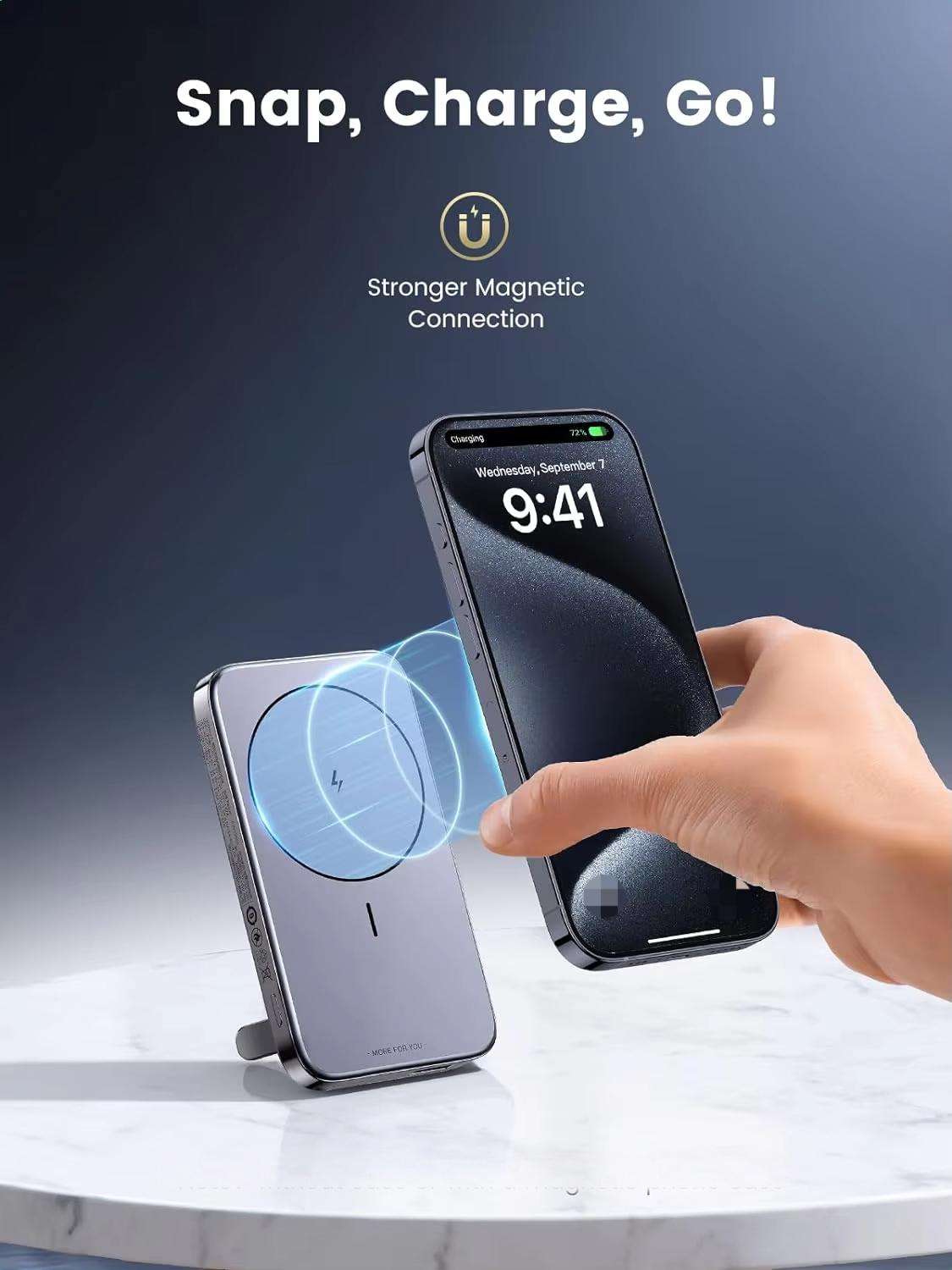 UGREEN 10000mAh 20W Fast Charging Power Bank – Magnetic Wireless Portable Charger with Foldable Stand - Image 6