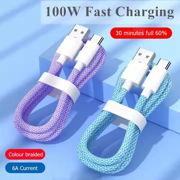 2M 100W High Speed Braided USB to Type-C Fast Charging Cable (5A) - Image 4