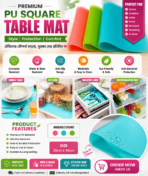 Kitchen Table Mat Dining Kids PU Square Table Mat Place Mat