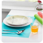 Kitchen Table Mat Dining Kids PU Square Table Mat Place Mat - Image 6
